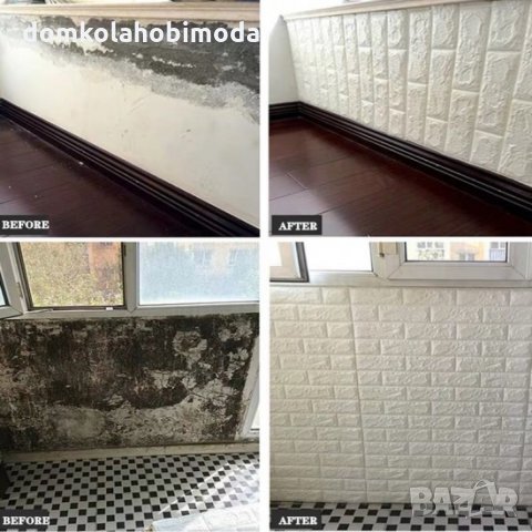 Интериорен 3D тапет-Тухлички с лепило на гърба, Бял, 70х77см, снимка 5 - Декорация за дома - 34490439