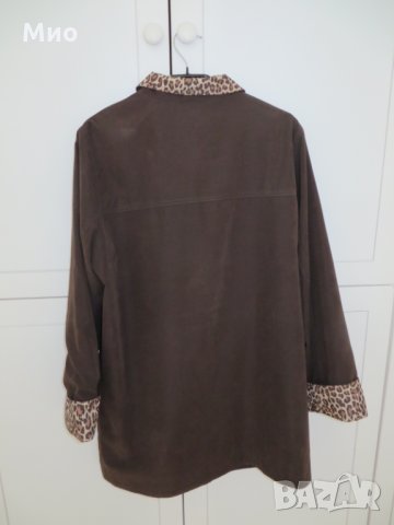 Пролетно яке с леопардови акценти, L, кафяво, снимка 3 - Якета - 31497682