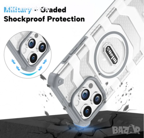 Калъф Wlons Hard Armor с MagSafe / Сив-прозрачен / за iPhone 16 Pro 6.3 Баркод : 3132958, снимка 2 - Калъфи, кейсове - 52462886