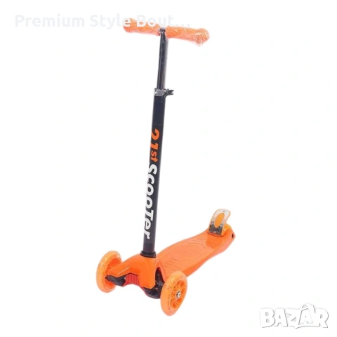 Детска сгъваема тротинетка 21st Scooter със светещи силиконови колела – Оранжева, снимка 3 - Велосипеди - 53943080