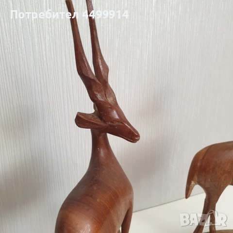 Стари дървени фигури на елени, снимка 2 - Колекции - 51237918