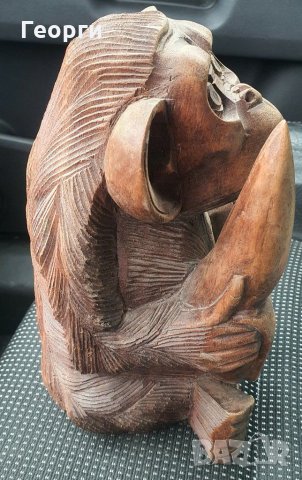 Стара Африканска дървена фигура маймуна от бял абанос. , снимка 5 - Други ценни предмети - 31286386