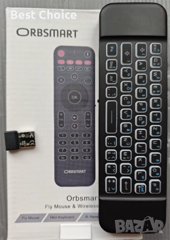 Orbsmart AM-1 Pro, TV дистанционно, безжична аеромишка, микрофон и мини клавиатура. , снимка 3 - Дистанционни - 52550757