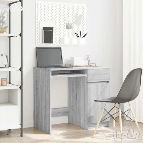 vidaXL Бюро, сив сонома, 86x49x76 см, инженерно дърво, снимка 2 - Бюра - 56148378