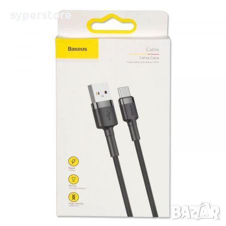 Кабел USB - Type C M/M 2m 3A Baseus CATKLF-CG1 Черна оплетка Quick Charge 3.0 Cable USB to Type-C, снимка 4 - USB кабели - 38557077