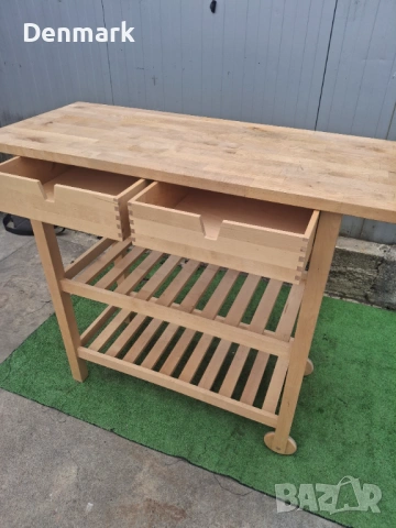 Дървена маса с колелца, снимка 3 - Маси - 54208017