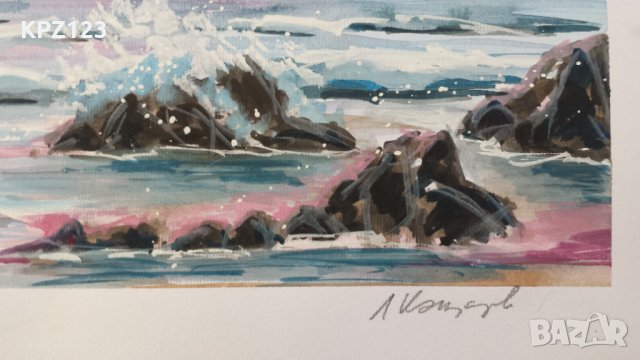 КАРТИНА МОРСКИ ПЕЙЗАЖ смесена техника / Л.КАЦАРОВ, снимка 4 - Картини - 29111257