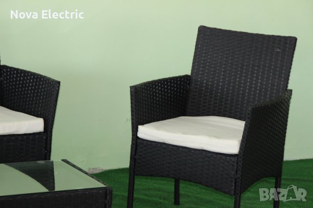 Градински Мебели От Ратан - 4 Части Черно/Кафяво, снимка 5 - Градински мебели, декорация  - 40149417