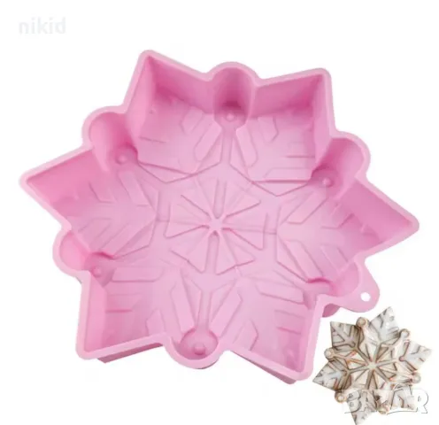 Грамадна снежинка на резки силиконов молд силиконова форма за кекс блат торта , снимка 3 - Форми - 48147402