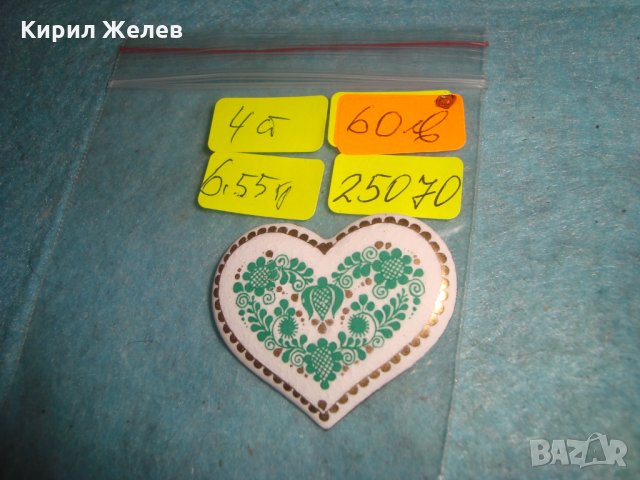 СТАРИННА ПОСРЕБРЕНА БРОШКА - СЪРЧИЦЕ РЪЧНО РИСУВАНА ФЛОРАЛНА ОРНАМЕНТИКА БЕЛ ЕПОК РЕТРО БИЖУ 25070, снимка 4 - Антикварни и старинни предмети - 34883971