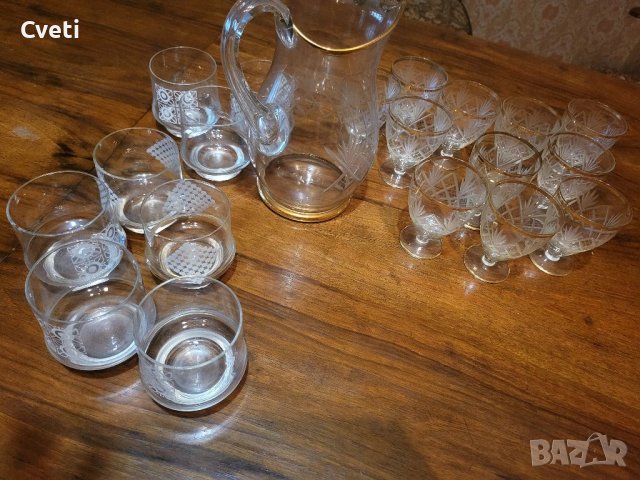 Ретро кристална кана и чаши 