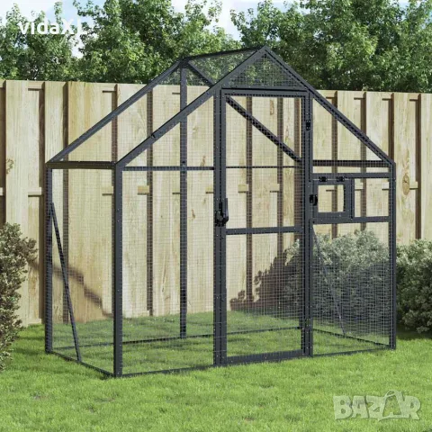 vidaXL Волиера, антрацит, 179x100x185 см, алуминий, снимка 2 - За птици - 56146182