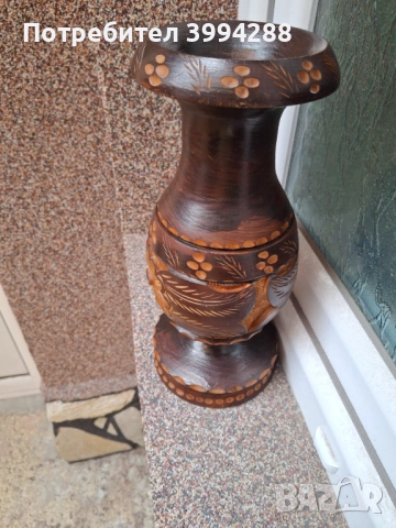Дървена ваза дърворезба, снимка 2 - Вази - 54172011