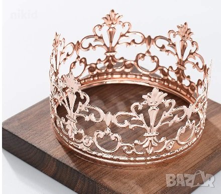 Корона Тиара метална за украса декор на торта парти сребрист златист меден цвят, снимка 3 - Други - 27713898