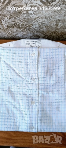 Мъжка риза с къс ръкав BROTHERS - размер L; Риза с къс ръкав Box Office в бяло и синьо - L, снимка 9 - Ризи - 37106052