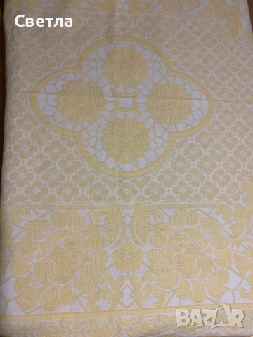 Шалте 2 бр, 1.Произход Египет-египетски памук,бяло/бледо жълто и 2.Шалте, памук и коприна, бяло, снимка 4 - Покривки за легло - 51532053