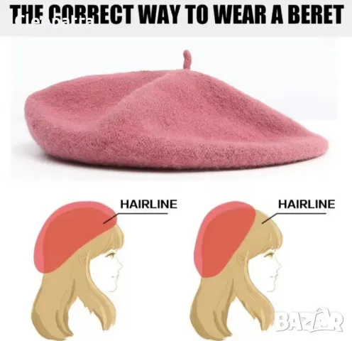 Нова шапка френска барета / вълнена /, снимка 4 - Шапки - 48340178