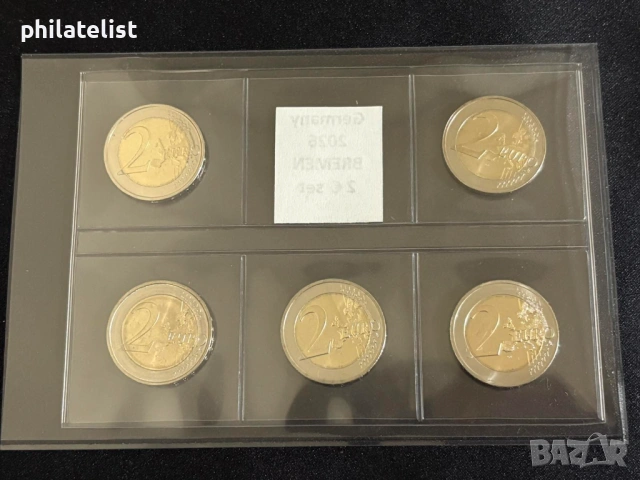 Германия 2026 – 2 евро – комплектен сет Universum Bremen , Бремен (ADFGJ) UNC, снимка 3 - Нумизматика и бонистика - 54220502