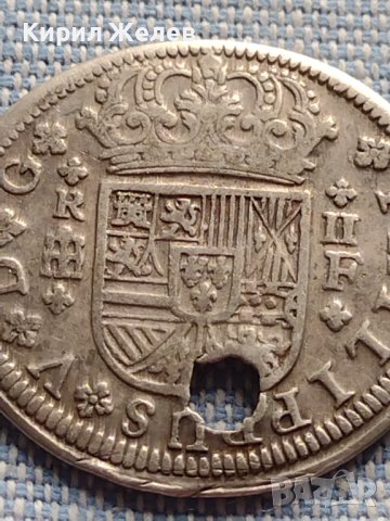Сребърна монета 2 реала 1723г. Филип пети Сеговия Испания 13683, снимка 8 - Нумизматика и бонистика - 42900075