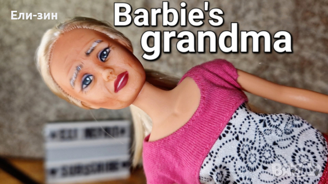 Арт кукла Бабата на Барби ръчно изрисувана авторска кукла баба Стефка, снимка 3 - Кукли - 44775653