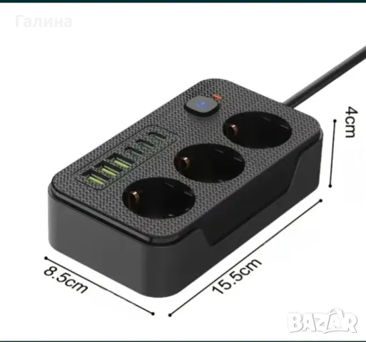 Разклонотел с 3 контакта, 3 usb A и 3 usb C, снимка 2 - Други - 50214375