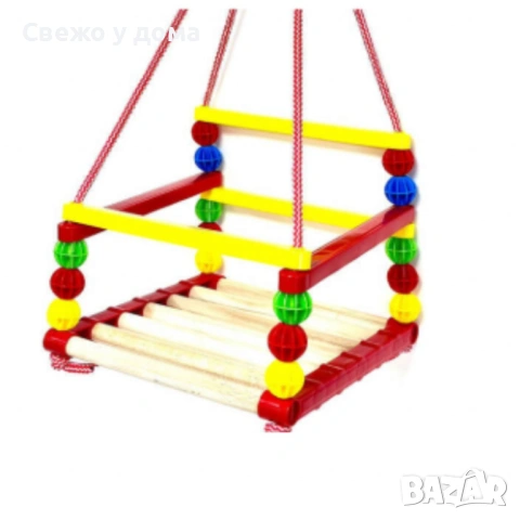 Дървена люлка – Класически модел с модерен цветен дизайн, снимка 2 - Детски люлки - 54052688