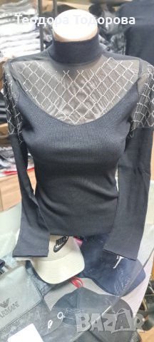 Дамски блузи с камъчета , снимка 1 - Блузи с дълъг ръкав и пуловери - 42651381