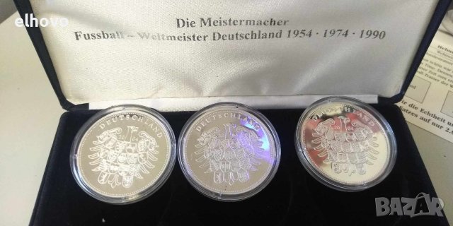 Сребърни юбилейни медали Fussball-Weltmeister Deutschland 1954, 1974, 1990г, снимка 2 - Нумизматика и бонистика - 44291260
