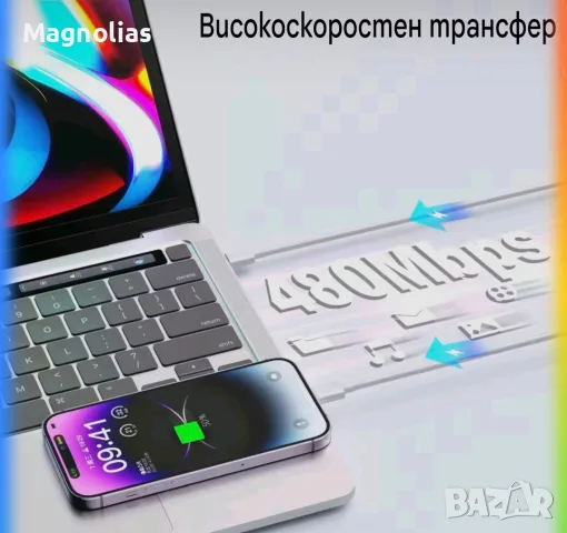 30W Кабел Apple iPhone Type C Lightning iPhone 14 13 12 11 Pro, снимка 4 - Аксесоари за Apple - 56238075
