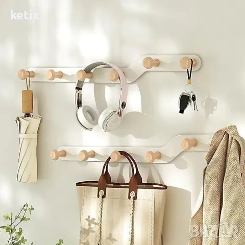 Закачалка с 6 естествени дървени куки,, снимка 2 - Други стоки за дома - 49723864