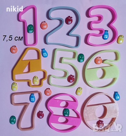 сет 7,5 см цифри числа цифра пластмасови форми резци фондан тесто бисквитки резец