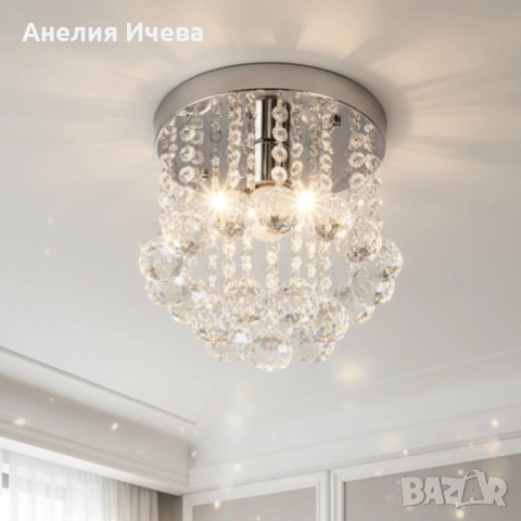 Модерен таванен полилей с кристални сфери