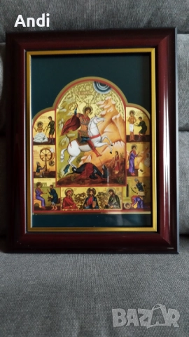 Св. ГЕОРГИ Победоносец Икона 29,5/ 38см, снимка 9 - Икони - 52742748