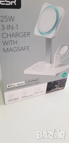 ESR Зарядна станция 25W 3-в-1 безжично зарядно устройство с MagSafe + CryoBoost, снимка 4 - Безжични зарядни - 49027727