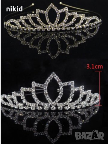 фина златиста сребриста корона диадема с камъчета  тиара дамска детска , снимка 1 - Шноли, диадеми, ленти - 17297148