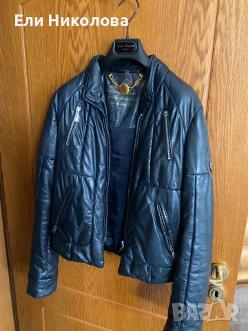 Кожено яке от естествена кожа с яка, снимка 4 - Якета - 52304149