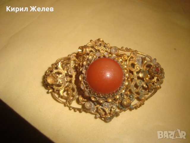 ПРЕКРАСНА СТАРИННА ФИЛИГРАННА БРОНЗОВА ПОЗЛАТЕНА АР НУВО РЕТРО БРОШКА МАЙСТОРСКА ИЗРАБОТКА 31393, снимка 9 - Антикварни и старинни предмети - 38032397
