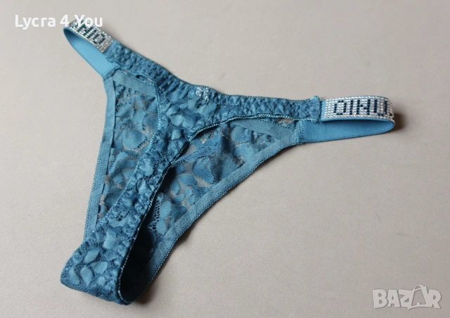 S тюркоазени дантелени прашки с камъчета на талията, снимка 5 - Бельо - 54175292