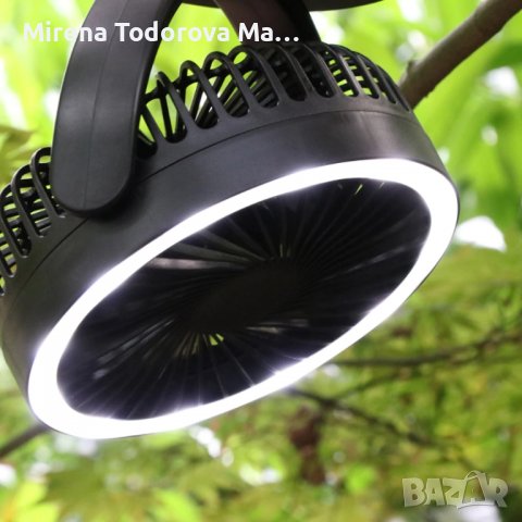 Вентилатор за къмпинг. Работи с батерии, снимка 2 - Лед осветление - 36979336