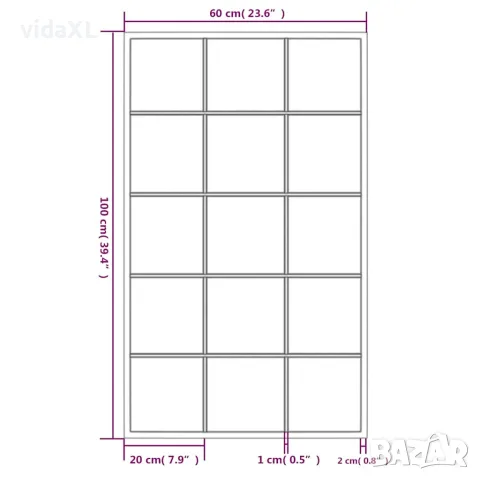 vidaXL Огледало за стена, черно, 100x60 см, метал, снимка 7 - Огледала - 56147146