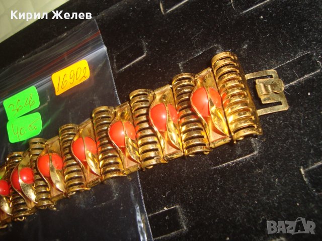 ПОЗЛАТЕНА РЕТРО АРТ ВИНТИДЖ БРОНЗОВА ГРИВНА ЕФЕКТНА с ЧЕРВЕНИ КАМЪНИ 16902, снимка 7 - Антикварни и старинни предмети - 30691405