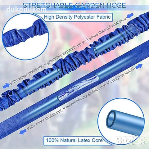 Разтегаем градински маркуч, до 15 метра, с пистолет, снимка 2 - Градински инструменти - 52718667