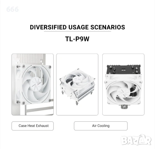 Вентилатор Thermalright TL-P9W CPU, 4-pin PWM, 92x92x25 mm, тихо охлаждане, 2200 RPM, снимка 5 - Друга електроника - 54121036