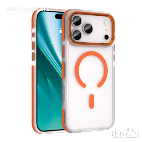 Кейс Etteri Icy Mag case, За iPhone 17 Pro Max (6.9), Оранжев и Протектор