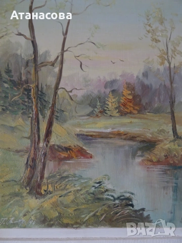 Авторска картина Пейзаж масло подпис 1994 г, снимка 2 - Картини - 54169595
