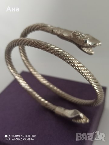 красива посребрена гривна змия , снимка 3 - Гривни - 42778774
