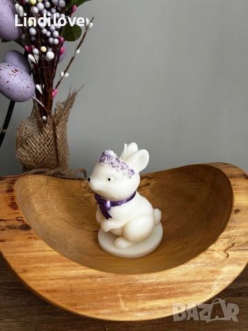 Ръчно изработена соева свещ зайче, снимка 4 - Други - 53996683