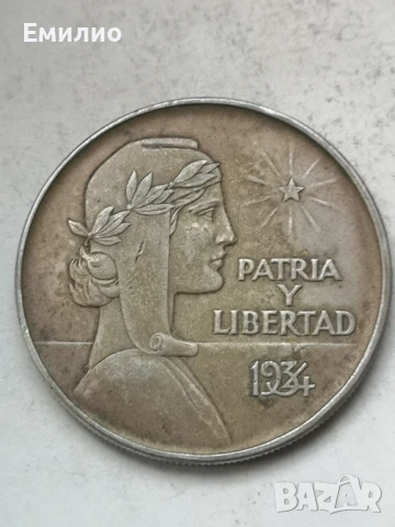 RARE. CUBA ONE PESO 1934год AU-UNC 