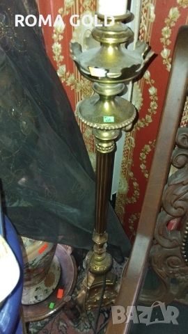 месингови лампи с текстилни абажури, снимка 4 - Настолни лампи - 54267481