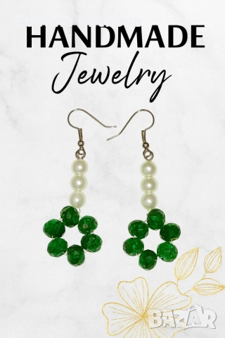 ✨ Ръчно изработен комплект бижута – перли и кристали ✨, снимка 4 - Бижутерийни комплекти - 52477765